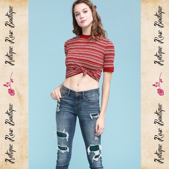 Judy Blue Green/Blue Plaid Patch Skinny Jeans - Picture 6 of 8